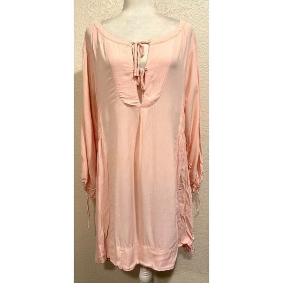 Free People Light Pink Boho Tunic Tassel Dress - Picture 1 of 6